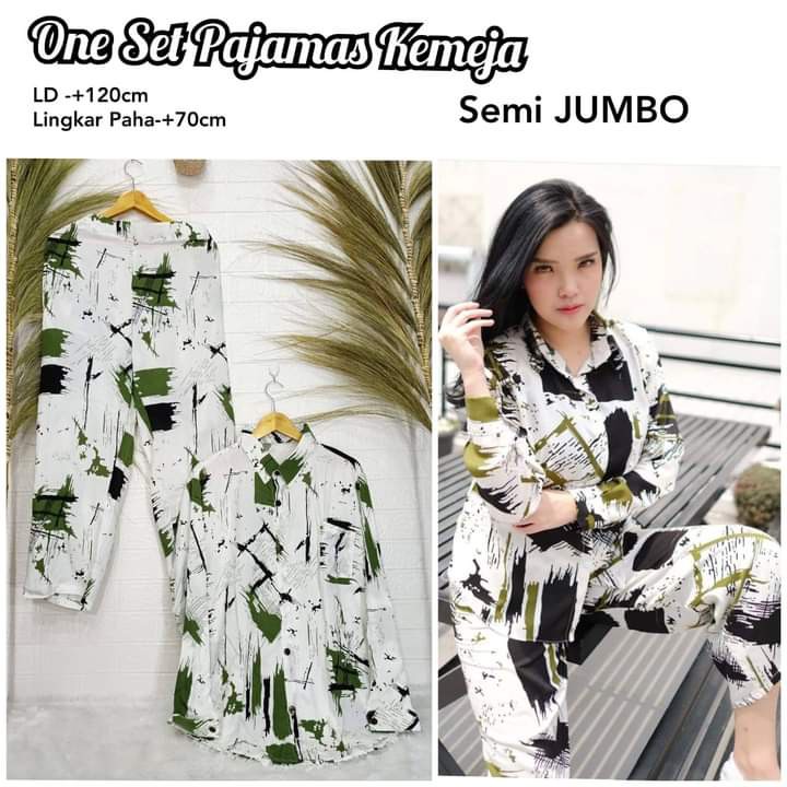 PAJAMAS SET KEMEJA - PAJAMAS TANGAN PANJANG FULL KANCING DEPAN