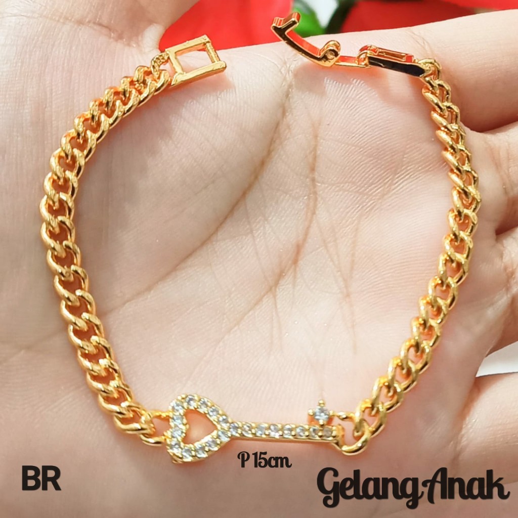 Gelang TITANIUM Anak Rantai Mata Varian motif Perhiasan Anak Gold (COD)