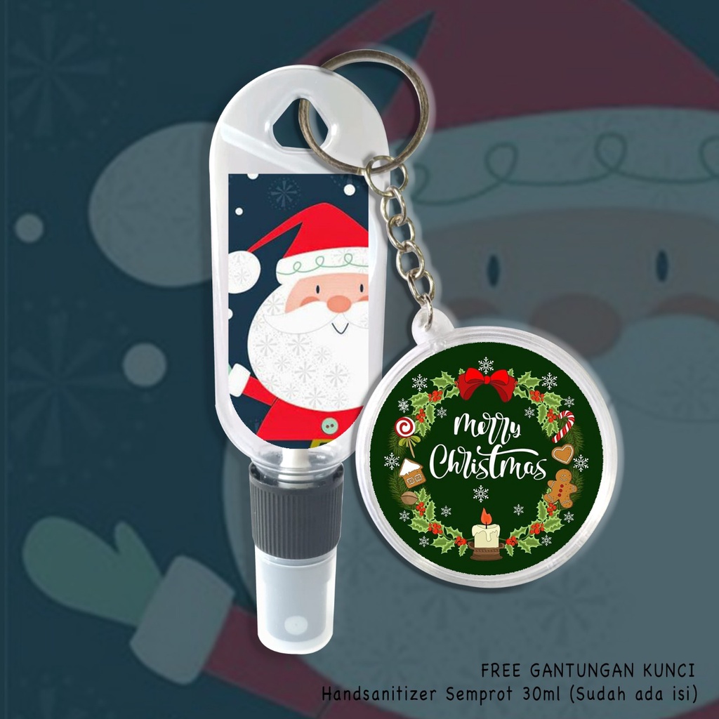 (FREE GANTUNGAN KUNCI) HAND SANITIZER SANTA SIDE / KADO NATAL TERMURAH / INCLUDE ISI 30ML