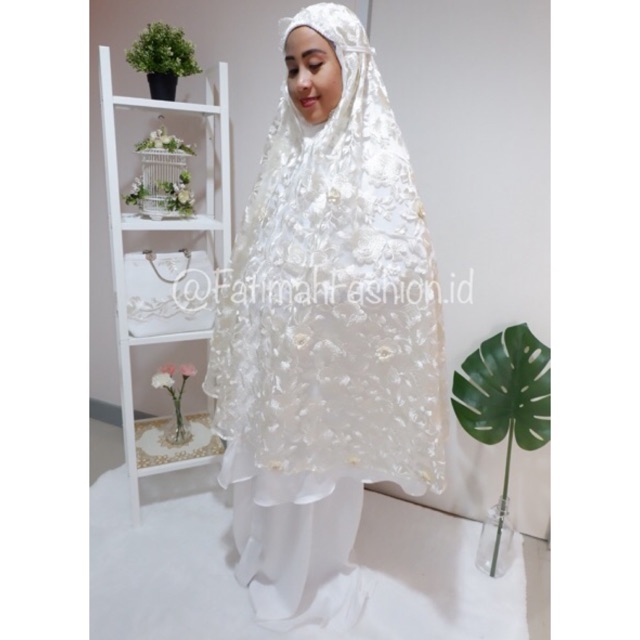 Mukena Al Gani motif Bunga Mawar super mewah tas behel bahan premium / Mukena Al Ghani / Alghani