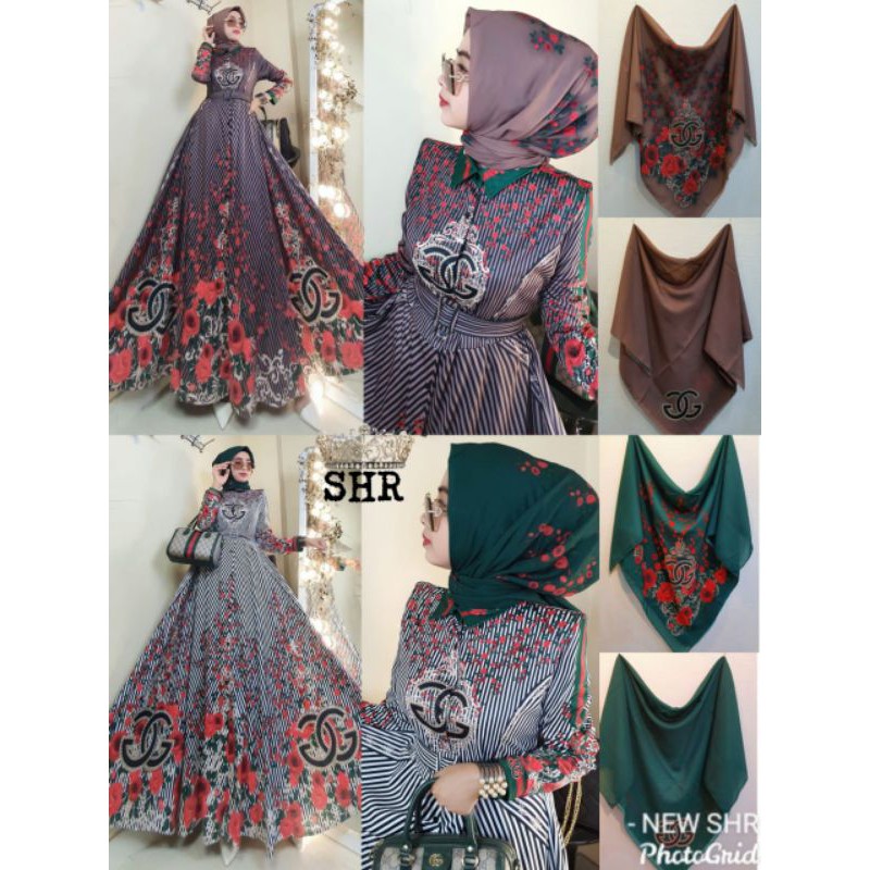 SHR Maxi Dress Ori% bhan Scuba Premium