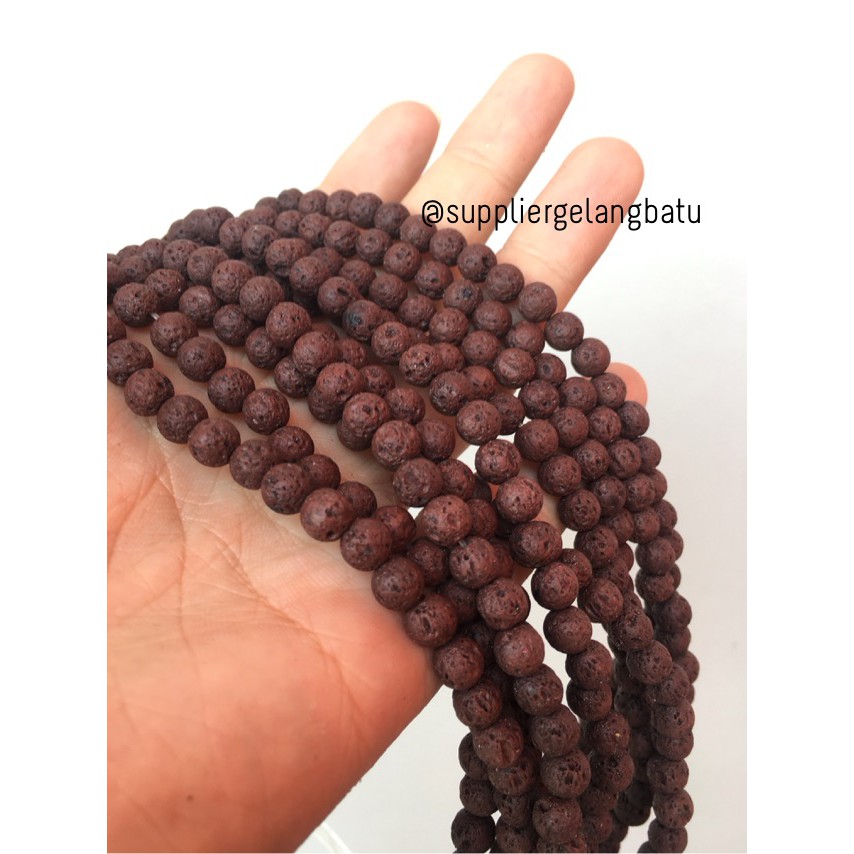 renceng brown lava stone coklat 6mm batu alam akik merapi larva atsiri aksesoris supplier bahan asli