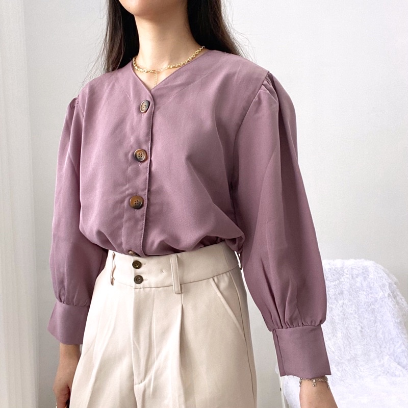 YOOMI Blouse Puffed Korean Atasan Cuffed Sleeve 0315 121