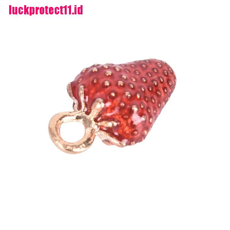 10pcs / Set Liontin Enamel Alloy Bentuk Strawberry Untuk Membuat Perhiasan DIY