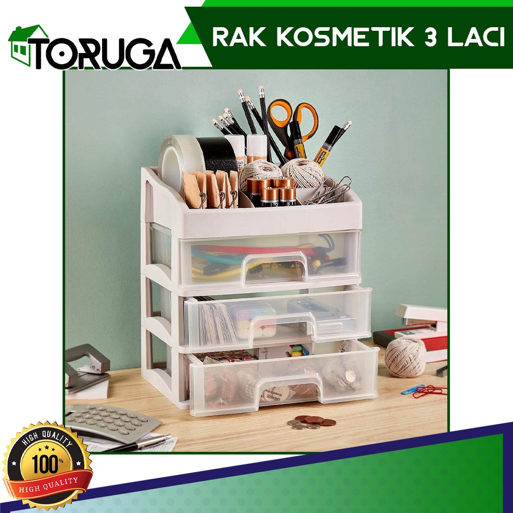 Rak Kosmetik Laci 3 Susun Organizer Multifungsi Laci Susun Bumbu Dapur Rak Make up Mini Storage Box Obat Medicine Portable