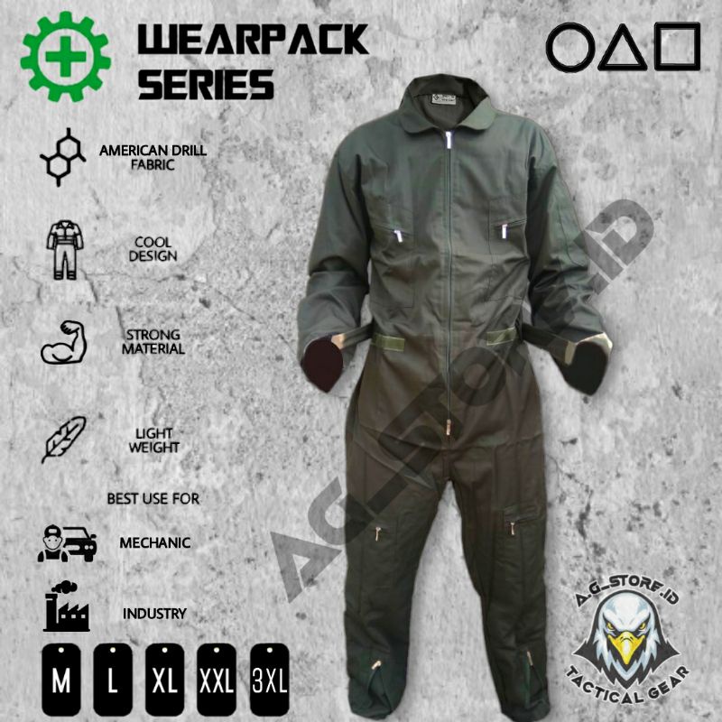 Wearpack Safety bahan American drill/Wearpack Langsungan/Baju bengkel