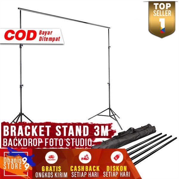 TaffSTUDIO Bracket Stand 3M Aluminium Tdk Mudah Patah Backdrop Foto Studio Ringan Mudah Digunakan