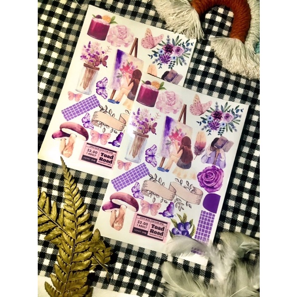 

(new plethora) sticker vintage purple aesthetic sticker journal deco notebook sticker journaling sticker murah jurnal vintage scrapbooking diary stickers girl korea sticker set purple