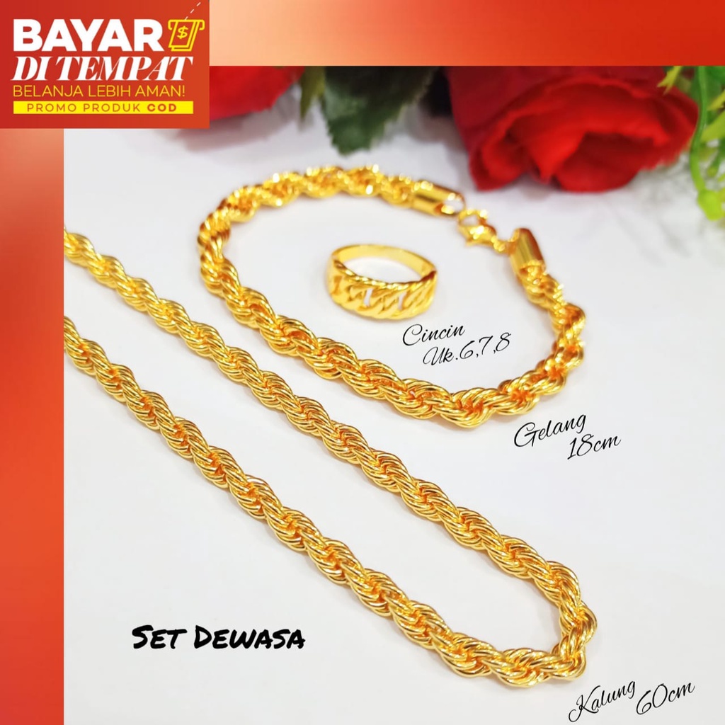 Set Dewasa motif Tambang baja kuning elegan menawan logam Anti Karat&amp;Anti Luntur