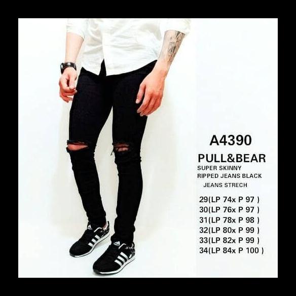 STOK BARU RIPPED JEANS BLACK PULL &AMP; BEAR JEANS COWOK PALING MURAH ALJ