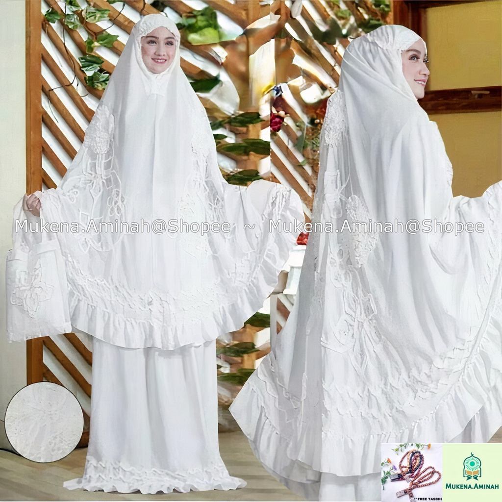 MUKENA DEWASA GHAISANI ROSELLA MOTIF BUNGA TIMBUL