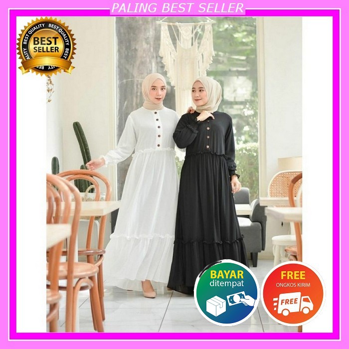 Baju Gamis Wanita Remaja Terbaru 2021 2022 Model Kekinian Bahan Brukat Modern Pesta Kondangan Mewah 