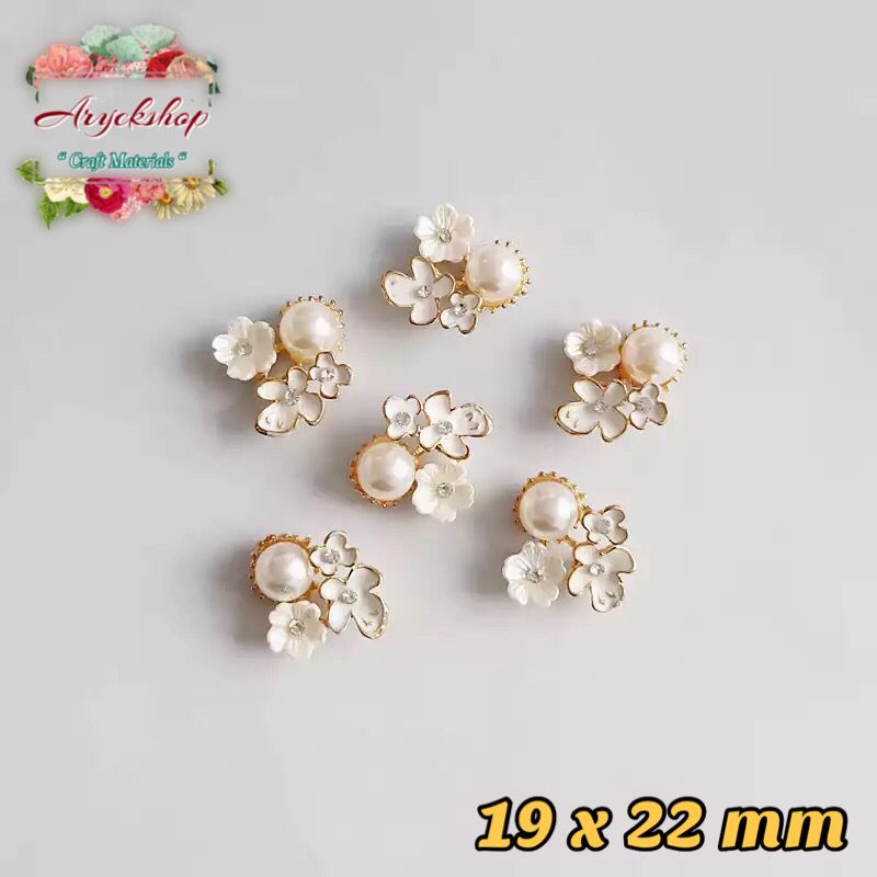 ALLOY BUNGA TINY PEARL - Bahan Craft