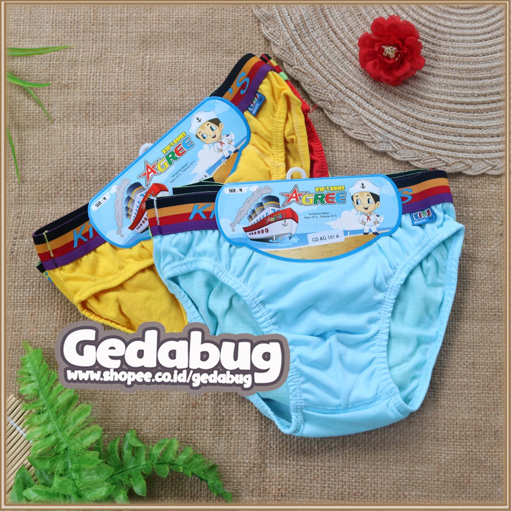 3 Pcs - CD Anak Agree Kids AG 101 /  Cd Anak Karet Boxer Size M - XXL | Gedabug