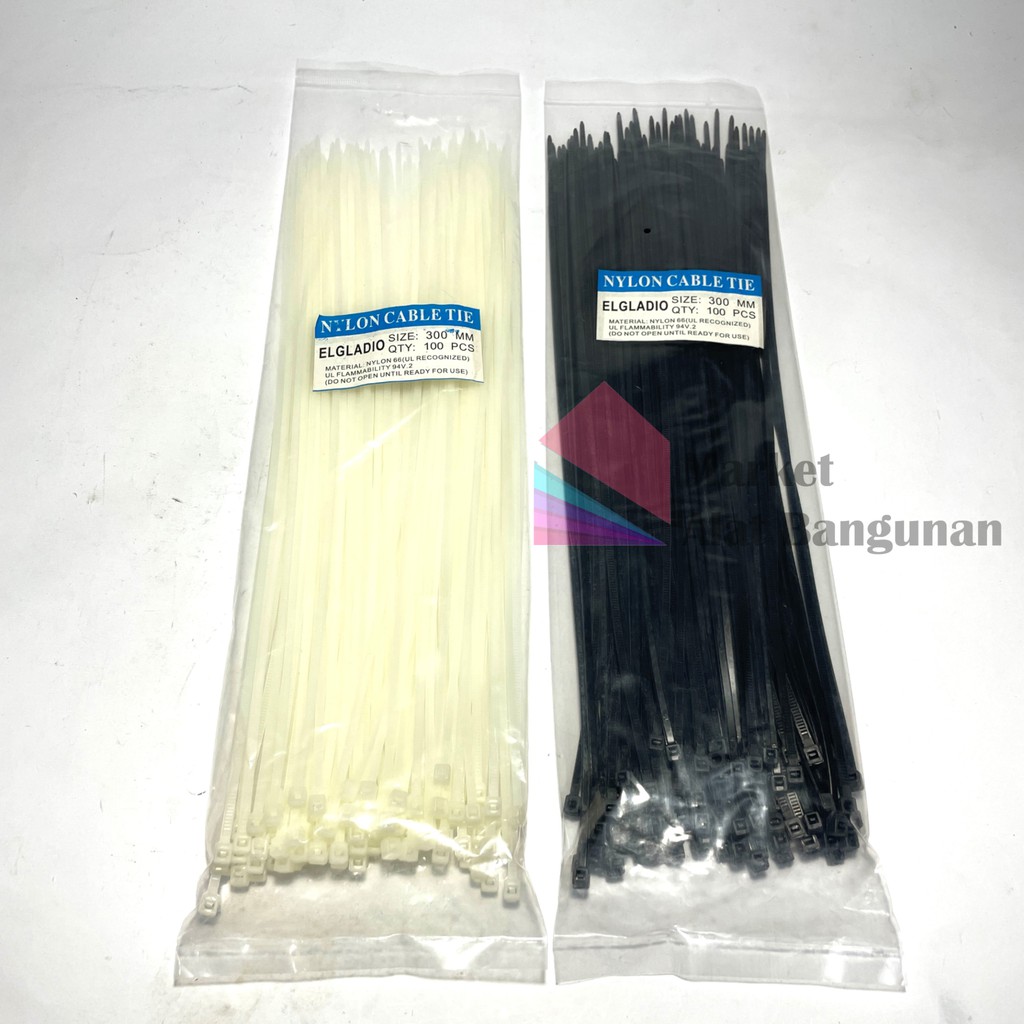 

Kabel Ties 300 mm 30 cm PUTIH & HITAM / Kabel Tie Tis Tish 300mm 30cm / Isi 100 PCS