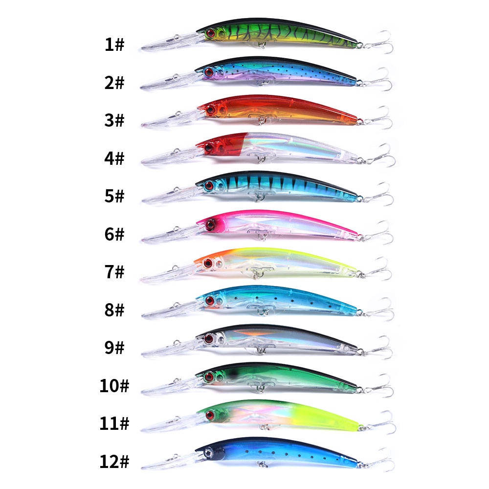 Hengjia 12PCS / Set Umpan Pancing Hardlure Bentuk Ikan Kecil 17CM / 23.5G