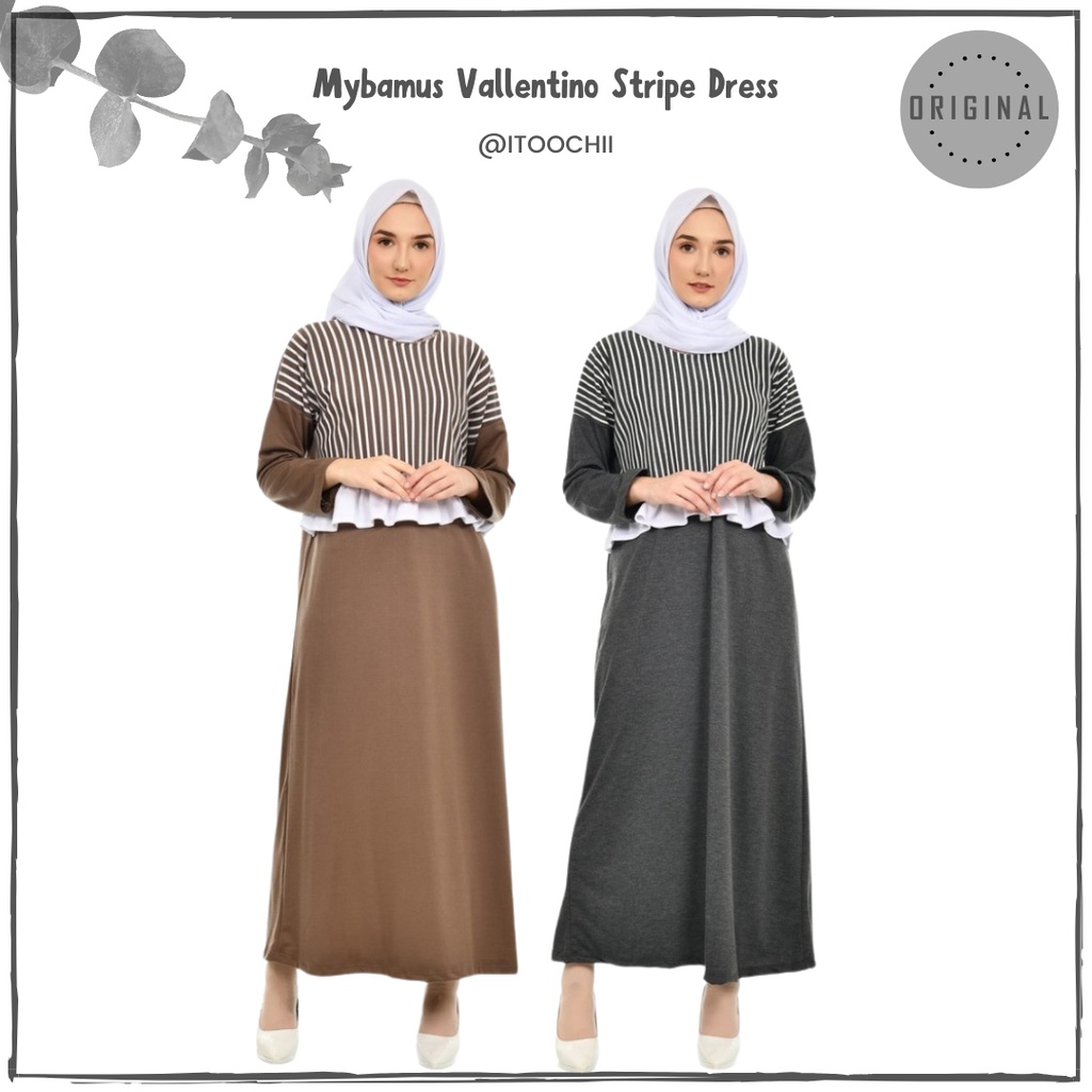 Mybamus Vallentino Stripe Dress Gamis Wanita Gamis Remaja Gamis Dewasa