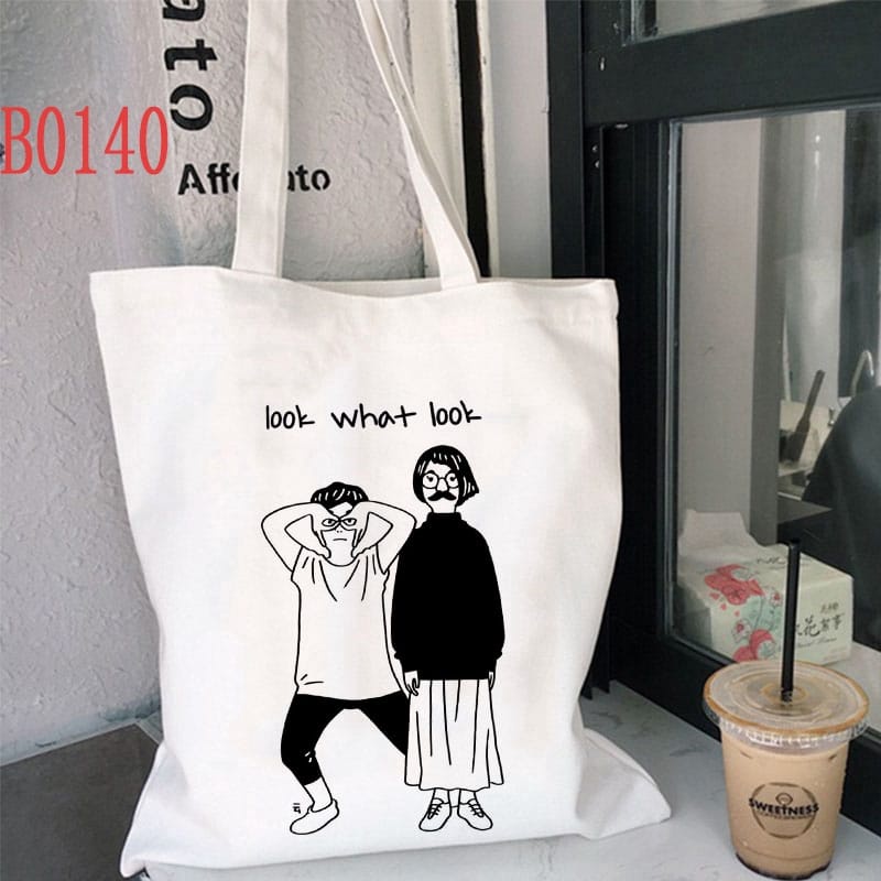 MYSTIQUE.ID-TOTE BAG LOOK WHT LOOK LUCU DAN AESTHETIC