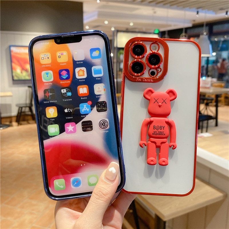 Soft case Silikon Transparan Motif Beruang Untuk iphone 11 12 13PROMAX X XS XR XSMAX 7 8PLUS