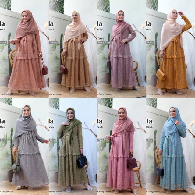LULA DRESS BY URFIMUTIYARO / Gamis brukat baju kondangan busui murah rayon adem gratis masker
