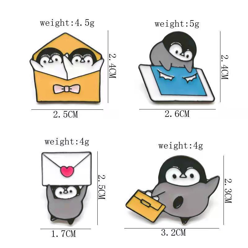 Lucu kartun Jepang in Trendi pribadi kreatif amplop pasangan Penguin bros lencana siswa pria dan wan