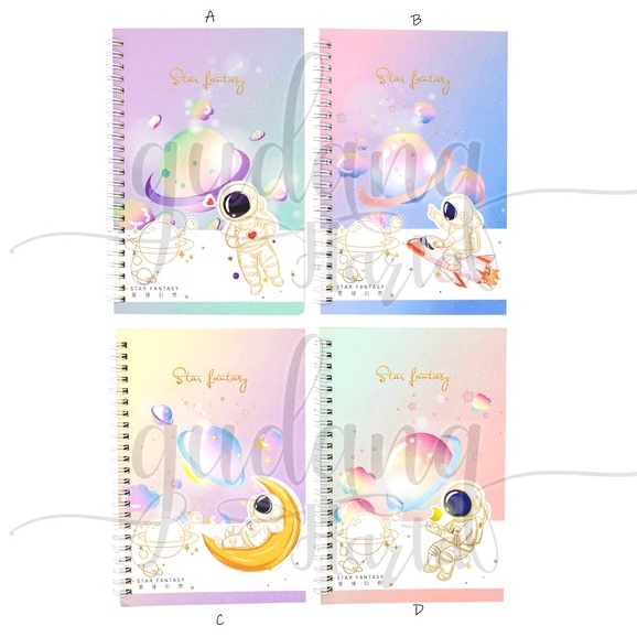 Notebook A5 Spiral Pastel Astro Journal Buku Catatan Lucu GH 308825