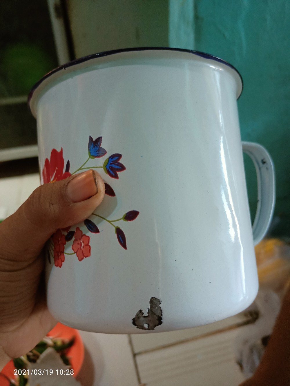 Mug Enamel Bunga 10cm Dan 12cm Mug Seng Mug Vintage