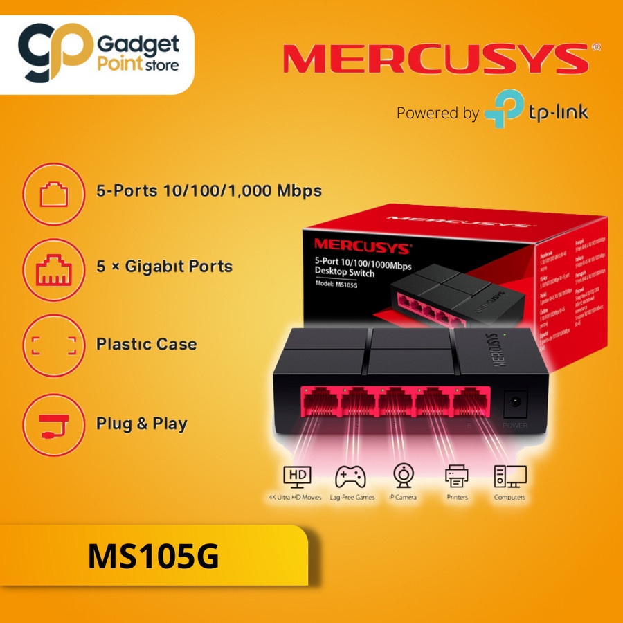 Mercusys MS105G 5 Port Up To 1000mb/s Desktop Switch - Original Garansi Resmi 1 Tahun