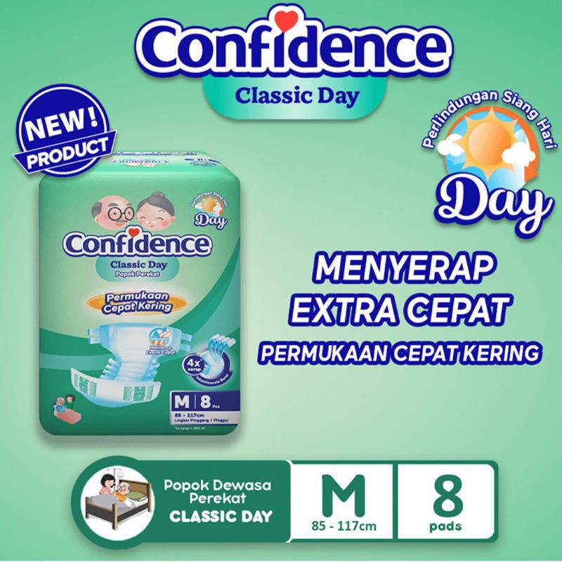 Confidence Classic Adult Popok Dewasa Adult DAY - Siang Hari isi 8 + 2 pampers ukuran M