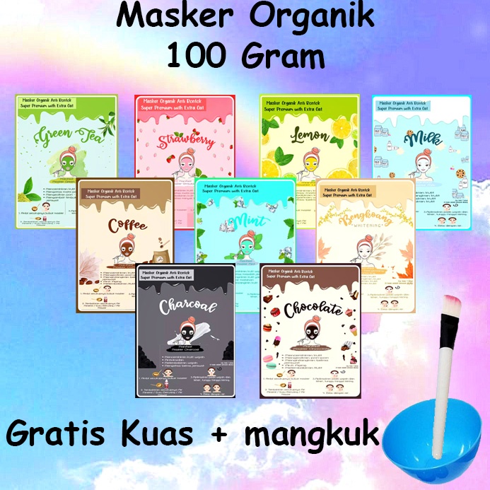 100gr Masker Wajah Organik Face Mask Organic Aman Untuk Anak Bumil Busui Dewasa BPOM Bisa Untuk Pria