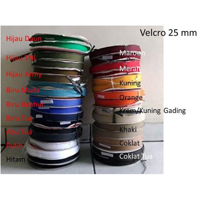 

[[BISA COD]] Magic Tape/Velcro/Fastner Tape/Pelekat 2,5 cm - WARNA / roll CUCI GUDANG Kode 588