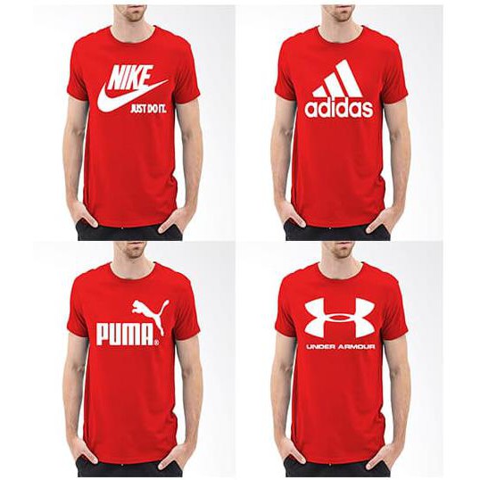 Sale Basic Kaos T-Shirt Combed Adidas/Nike/Puma/Ua Basic Warna Merah Cabe Terbaru