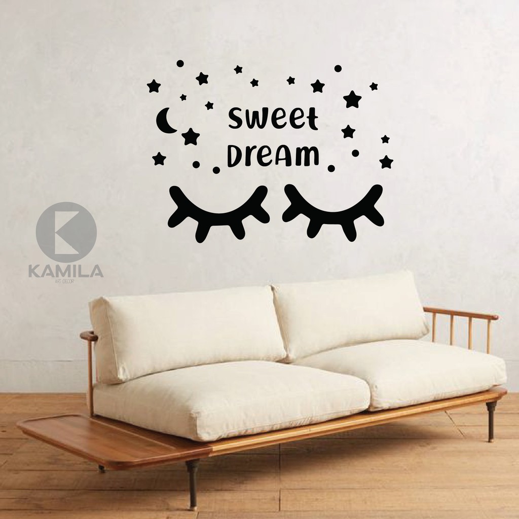 #36 PROMO TERMURAH WALL STICKER SLEEPY EYE EYES STIKER DINDING KAMAR RUMAH BULU MATA DREAM BIG CUSTOM