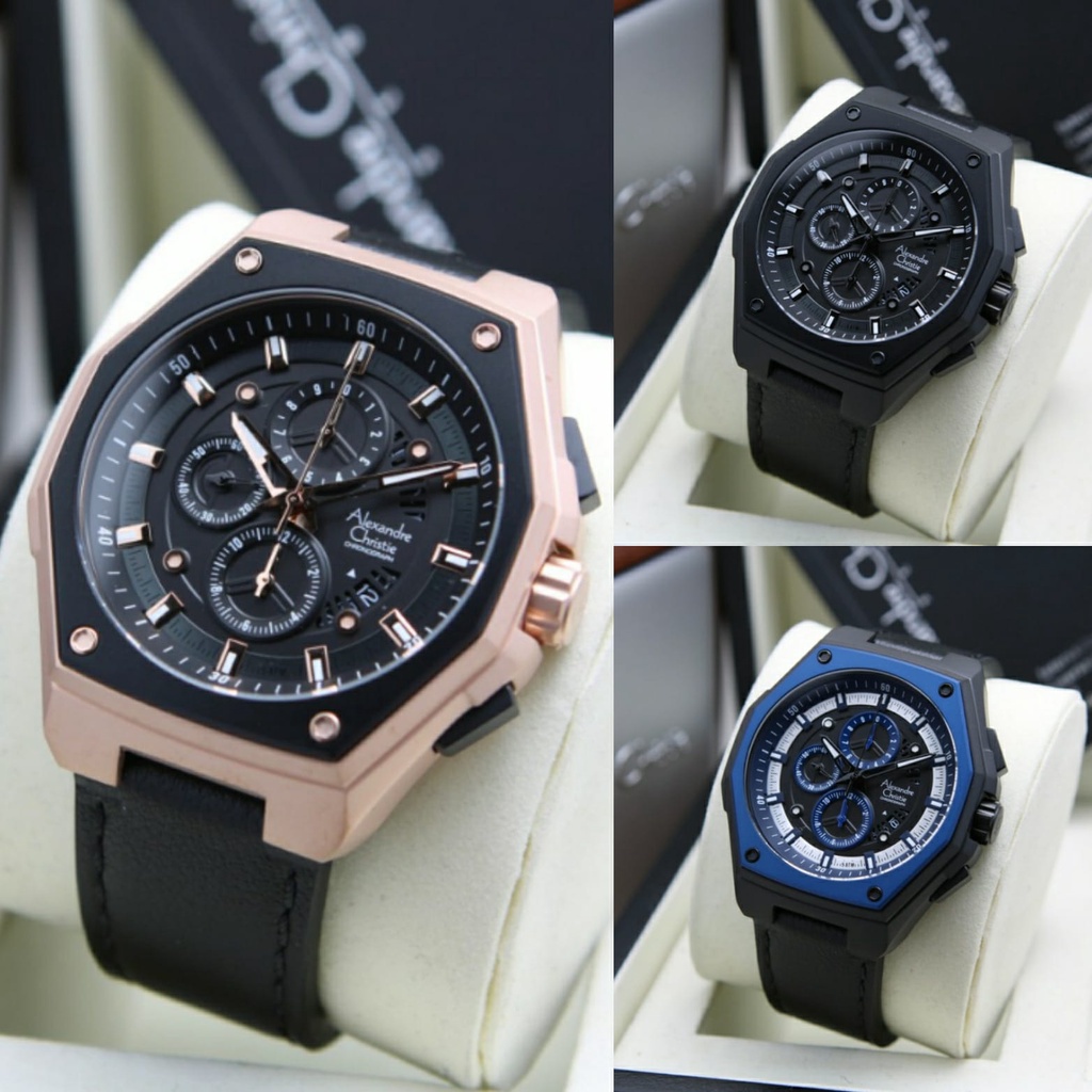 JAM TANGAN PRIA ALEXANDRE CHRISTIE AC 6599 LEATHER ORIGINAL GARANSI RESMI  1 TAHUN