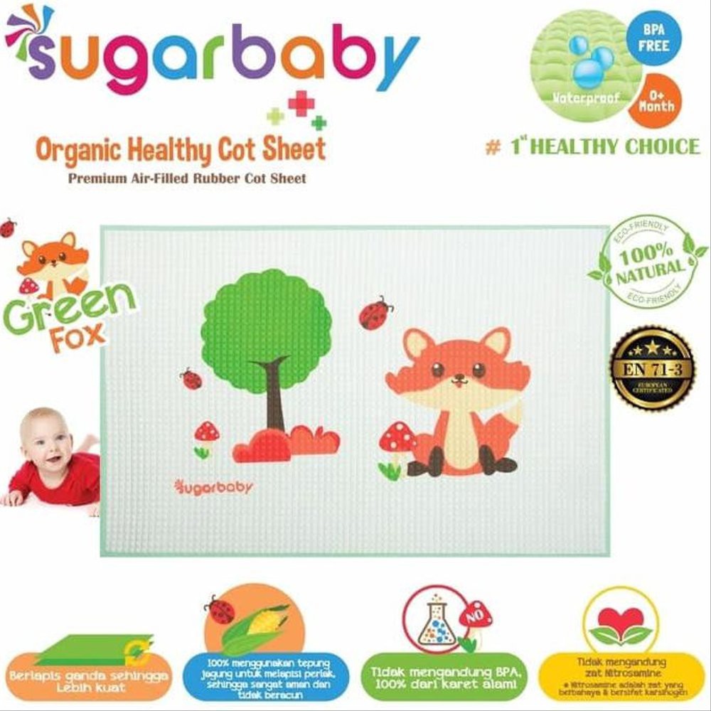 Sugarbaby Perlak Bayi Karet Organic Healthy Cot Sheet Sugar Baby