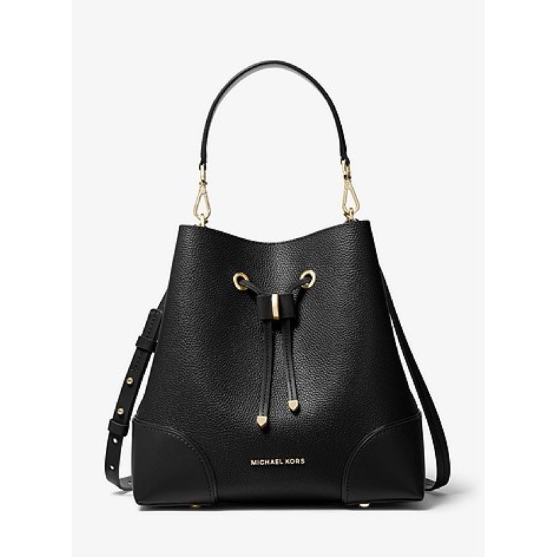 michael kors mk mercer gallery medium black GHW bucket bag