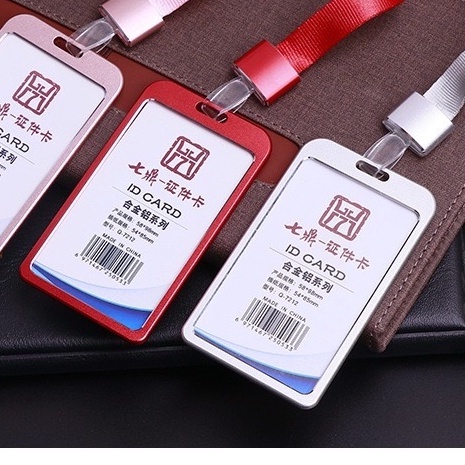 Fashion Card Cover Women Aluminum Alloy Work Name Card Holders Business Work Card ID Badge Lanyard Holder Metal Bags Case