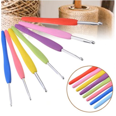 AnekaBenang - Hakpen Alumunium Gagang Plastik Soft Candy - Set (Alu Crochet Hook Handle)