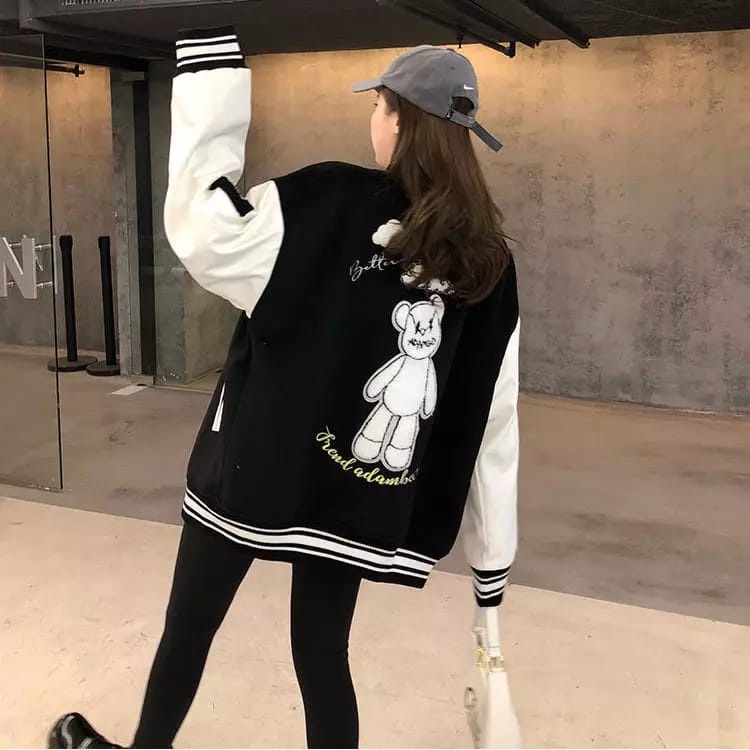 A ADAMBO BEAR Baseball Jaket Terbaru - Varsity Jaket UNISEX - Jaket baseball UNISEX || Sweater Motif Terbaru Korean Style Jacket Fashion Terkini Casual OOTD