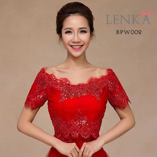 [TOKO TERPERCAYA] AKSESORIS BOLERO WEDDING PENGANTIN WANITA RENDA MERAH BPW002