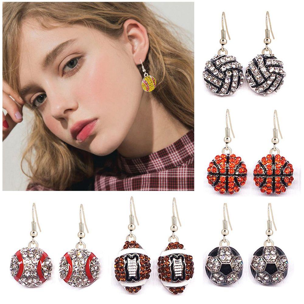 R-flower Ball Drop Earrings Hadiah Voli Baseball Basket Sepak Bola Menjuntai