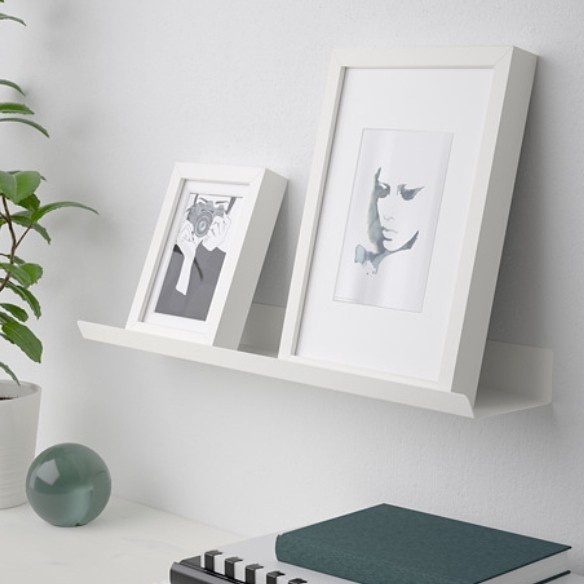 Rak Dinding Tembok Ambalan Display Foto/Pajangan Bahan Besi 60cm_Putih
