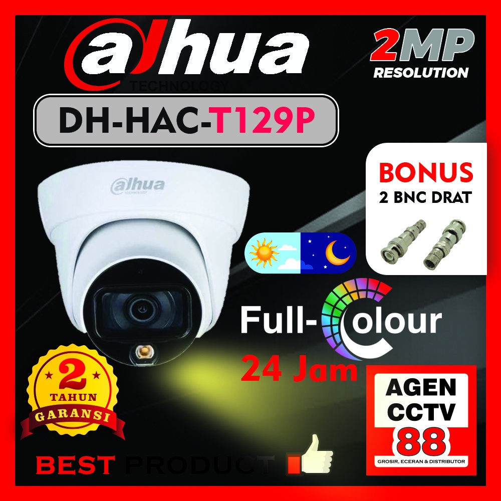 DH-HAC-T1A29P CCTV Dahua Indoor 2MP FULL COLOR Colorvu Promo BONUS 2 BNC