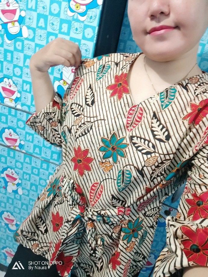 Batik Wanita Atasan Blouse Lengan Balon  S-m-l-xl-xxl-3l-4l-5l