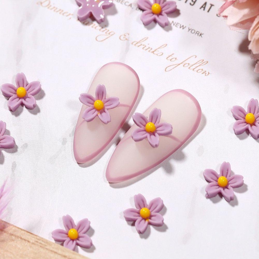 AUGUSTINA Augustina Nail Art Charms Elegan Resin Nail Beauty Hiasan Kuku Manikur Aksesoris Lima Kelopak Floret Dekorasi Kuku