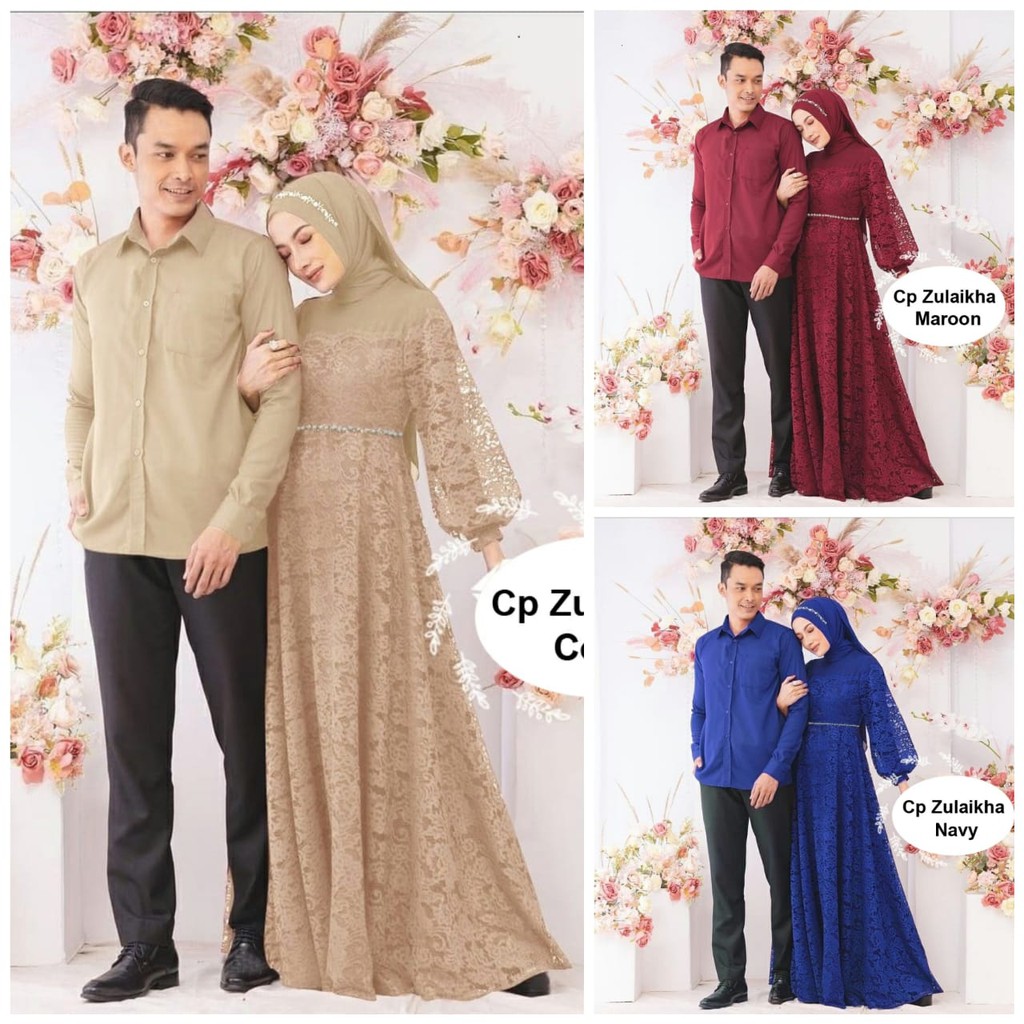 Cp Zulaikha/baju couple/gamis couple/jual kemeja couple/kemeja panjang couple