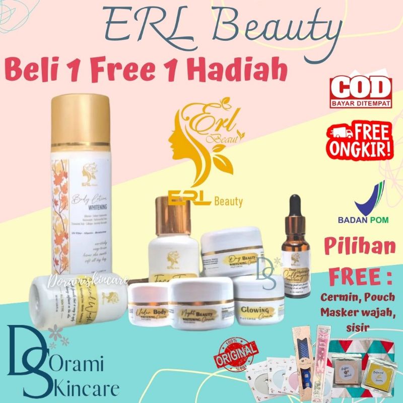 ERL Beauty Lotion dan Kosmetik Viral Bikin Kulit Wajah Glowing ERL BPOM Resmi (BELI 1 Free 1 Hadiah)
