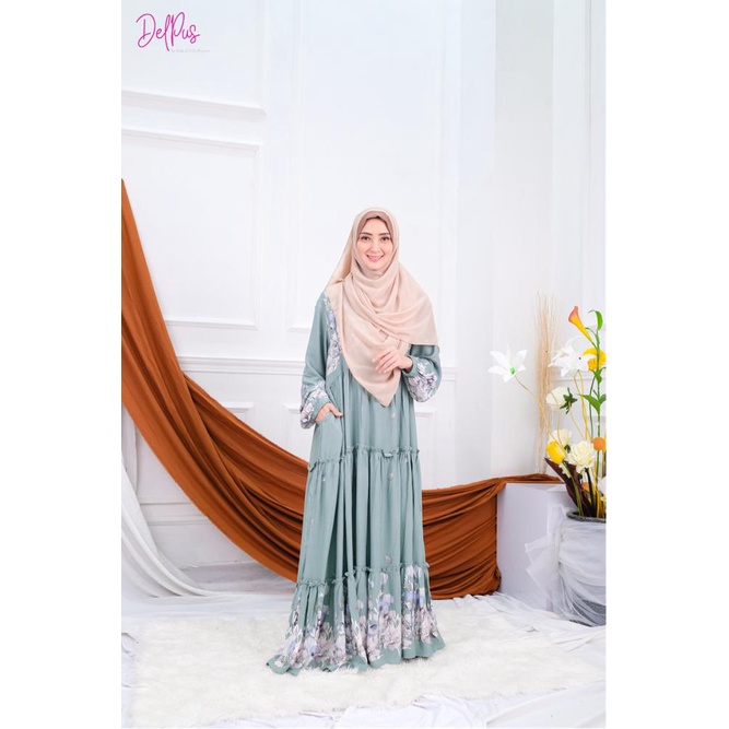 DELPUS Oneset Vcool Crop by Della Puspita Setelan Setcel One Set Pakaian Baju Tidur Wanita BAHAN RAYON PREMIUM ADEM-GAMIS VIOLA BUNGA