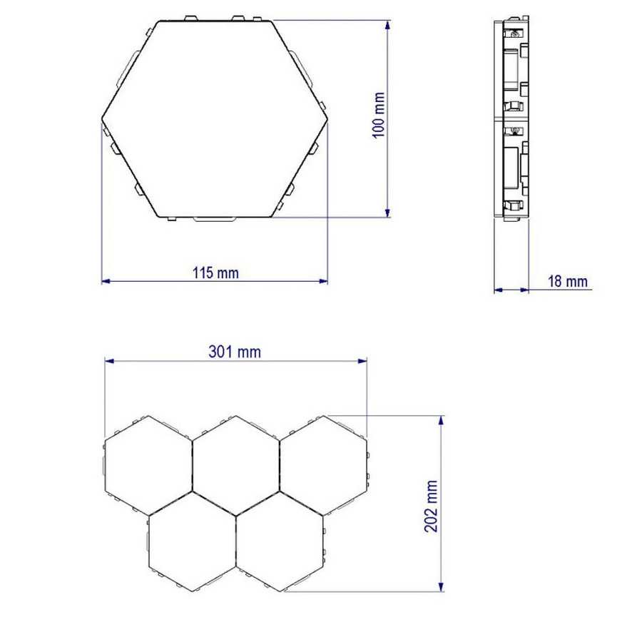 TD - CGC Coquimbo Lampu Dekorasi Dinding Quantum LED Hexagon 3 PCS - M99