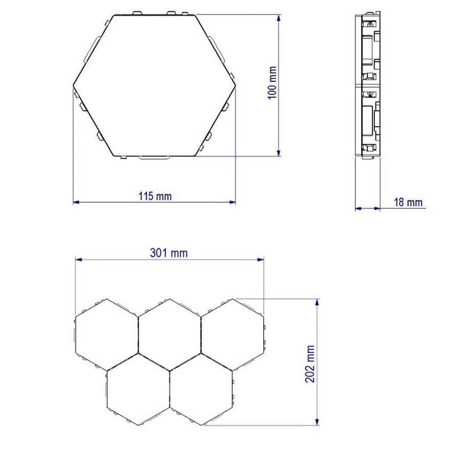 Coquimbo Lampu Dekorasi Dinding Quantum LED Hexagon 3 PCS - M99